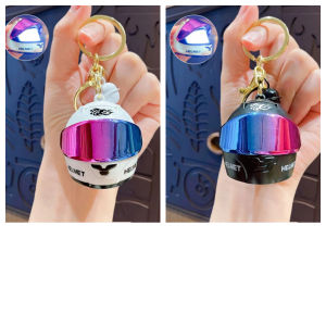 Ecily【\ud83d\udd253 cái] Móc khóa mũ bảo hiểm ánh sáng 3D tấm che lật lên xe máy mini vòng khóa Mặt dây chuyền đèn LED bằng nhựa 5.6x4.3cm Charm Gắn Túi 4 màu