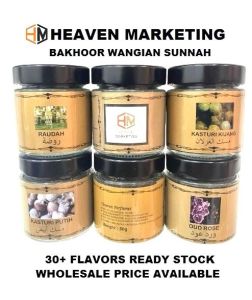 BUKHOOR RAUDAH WANGIAN SUNNAH / BAKHOOR KASTURI KIJANG 50g HEAVEN PERFUMES / INCENSE BAKHOOR BURNER / MABKHARA !!! FREE GIFT ARANG 1-PACK !!!