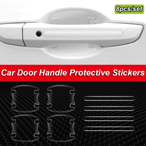 HN| 8PCS/Set Car Door Bowl Sticker Protection Film Car Door Handle Anti-collision Strip Decals Anti-scratch Accessories for Mitsubishi ASX Lancer Outlander Mirage Galant L200 Xpander