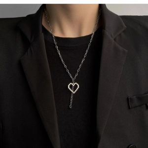 🎀Lacina🎀Mosaic Heart Double Layered Necklace Cool Style Personalized Necklace Simple Niche Necklace