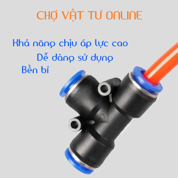 Combo 5 Khớp nối chữ T - cút nối chia 3 ngã 6mm, 8mm, 10mm, 12mm kết ...