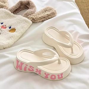[Free Shipping] WomenS Flip-Flops 2026 New Style Summer Retro Hong Kong Style Indoor And Outdoor Thick-Soled Height-Increasing Sandals