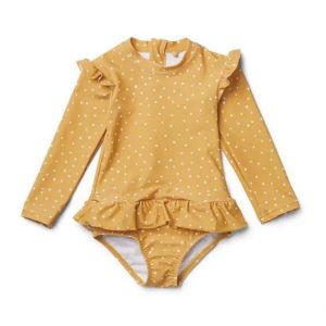 Cô gái UPF50 + dài tay áo tắm 1-9y một mảnh đồ bơi bảo vệ khỏi tia UV vải