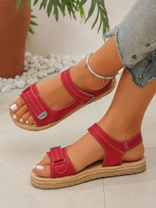 [Free Shipping] 2026 New Summer WomenS Large Size Casual Thick-Soled Sandals With Velcro Straps Non-Slip Lightweight Beach Shoes