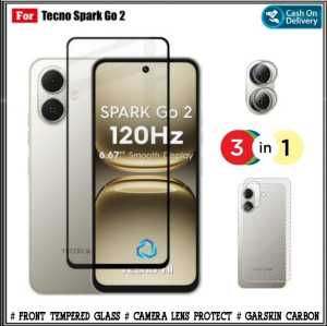 Paket 3in1 Tempered Glass Tecno Spark Go 2 4G Go 1 4G 30C 4G GO 4G Anti Gores Kaca Free Camera + Garskin