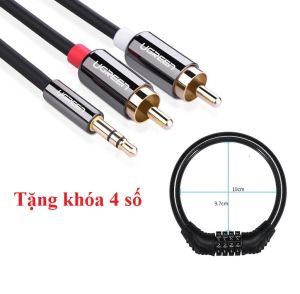 Dây loa 1 ra 2 đầu hoa sen (RCA) dài 3m Ugreen 10590 Tặng 1 khóa dây 4 số