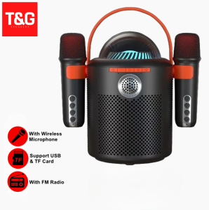 Y-11 Family KTV Karaoke Stereo Portable Wireless Shocking Bass Sound RGB Bluetooth Speaker with Two Wireless Microphone