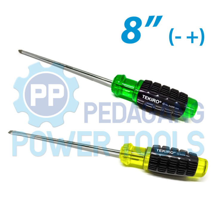 PAKET 2 SET TEKIRO OBENG 8 INCH PLUS MINUS GAGANG KARET SCREWDRIVER ...