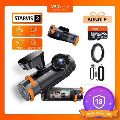 Vantrue N5S 4 Channel Dash Cam Bundle 360° Full Coverage STARVIS 2 Night Vision 24H Parking Mode Wite CPL Filter+256GB SD Card+OBD Hardwire Kit