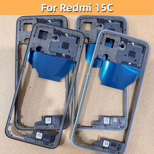 Ban đầu giữa khung cho Xiaomi Redmi 15C với nút chỉnh cường độ trung nhà ở bìa bezel trường hợp phụ tùng thay thế