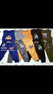 COLORED Terno jogger pants & muScle tee for kidS character design 1-10yrs old