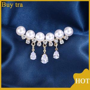 [Buytra] Elegant White Brooches For Women Girls Luxury Color Waterdrop Rhinestones Tassel Brooch Pins