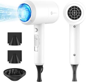 Slopehill Professional Ionic Hair Dryer Powerful 1800W Fast Drying Low Noise Blow Dryer with 2 Concentrator Nozzle 1 Diffuser Attachments for Home Salon Travel