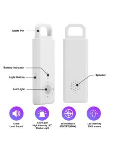 Còi hú báo động khẩn cấp SOS bảo vệ cá nhân đèn LED sạc type C cảm biến rung để khóa xe khóa cửa