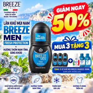 SIÊU ƯU ĐÃI 50% -  Lăn khử mùi nam hương nước hoa Roll On Deodorant Breeze Men Fresh Protection 50ml