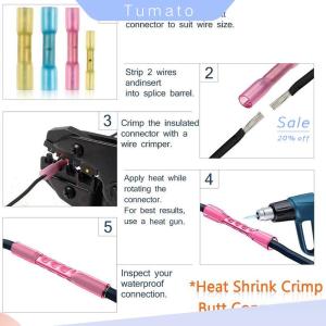Tumato Kocoo Tun 300PCS Waterproof Solder Wire Connectors amp Heat Shrink Butt Crimp Connectors