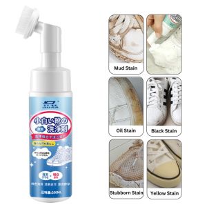 200ml White Shoe Cleaner Shoe Stain Removal Whitening Shoe Washing Special Foam With Brush Head