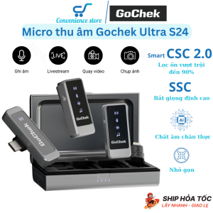 Mic Thu Âm Không Dây GoChek Ultra S24 Micro Chuyên Nghiệp Dùng Mọi Thiết Bị Live/Quay Video/Ghi âm