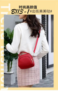 Women's Nylon Waterproof Shoulder Sling Multi-Zip Bag: Black, Red, Blue & Purple