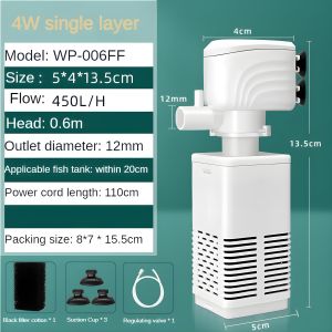 Fish tank filter/3-in-1 filter pump/circulation system for water purification and silent operation. Fish tank filter with built-in oxygenation and toilet suction