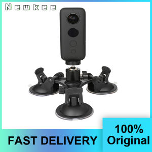 NEWKEE Triple Suction Cup Mount 1/4 Threaded Head 360 Degree Tripod Ball Head Mount & Screw for Insta360 X3/One R/ONE X 2/DJI OSMO ACTION 3/Gopro Hero/RS Tri Cup Camera Mount Car Window Windshield Glass