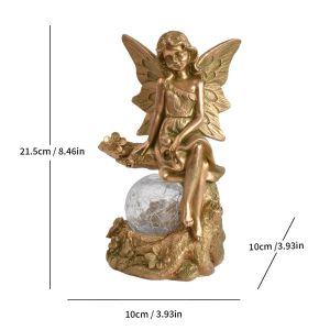 FANGAN Premium Resin Resin Statue Soft Light Solar Powered Angel Figurine Thoughtful Gift Lovely Solar Angel Outdoor Garden