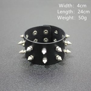 Gelang Kulit Punk Gelang Spike 3 Baris Paku Bracelet Gelang Gothic Gelang Duri Punk Gelang Spike Punk Aksesoris Pesta
