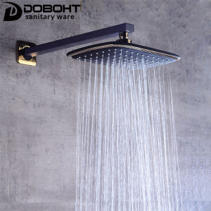 DOBOHT Bathroom Home Rainfall 8 inch Square ABS Shower Head With 40CM Shower Arm Shower Set Shower pipe System(Black)