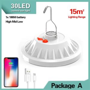 Breao 400W 200W Solar Rechargeable LED Bulb Lamp Remote Control Solar Charge 120/60 Lamp Beads Portable Emergency Night Market Light Outdoor Camping