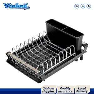High-Quality Plastic Dish Drainer for 8 Plates with Removable Cutlery Basket and Expandable Frame