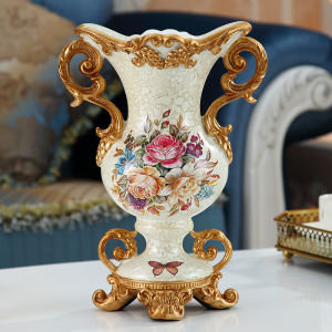 30CM Luxury European Vase Stereoscopic Dried Fowers Arrangement Wobble Plate Living Room Entrance Ornaments Home Decorations