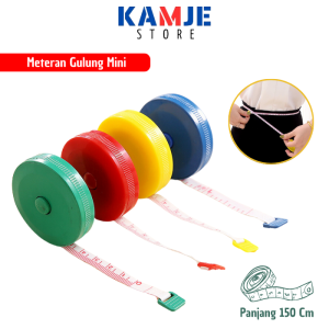 KAMJE Meteran Gulung Mini Kecil Roll Otomatis Alat Ukur Kain Jahit Baju Badan Jaitan Ukuran 1.5M