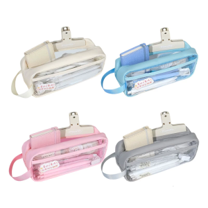 Water Resistant Clear Pen Bag Light Weight Pencil Case Portable Pen Organiser Pouches For Students Office Professional