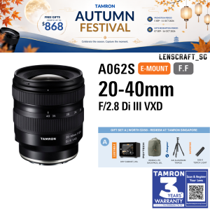 [Sony E] Tamron 20-40mm F2.8 Di III VXD Lens Sony E [A062] for Sony A7RM5 A7M4 A7M3 A7C ZV-E1 A6700 | Tamron Singapore Warranty