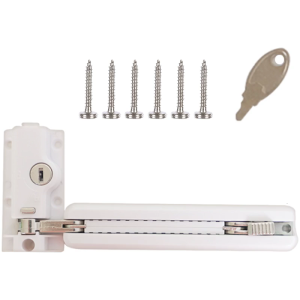 Foot Activated Sliding Door Locking System with Double Security Key Child Safety Feature for Patioes & Window Tracks