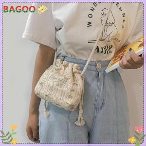 กระเป๋าเมสเซนเจอร์สะพายไหล่ลายดอกไม้ลูกไม้กระเป๋าสานจากฟางสำหรับผู้หญิงกระเป๋าพาดลำตัวหูรูดขนาดเล็ก