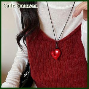 Caile สร้อยคอแฟชั่นจี้หัวใจแบบไม่สม่ำเสมอสำหรับผู้หญิงผู้หญิงสร้อยคอโซ่แบบดึงออกได้สวยหวานของขวัญเครื่องประดับ