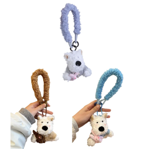 Westie Dog Shaped Soft Plush Keychain Handmade Animal Pendant Keyring Accessory for Bags Unique Pet Lover Gift