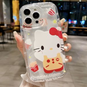 Hello Kitty Phone Case For iPhone 6 6S 7 8 11 12 13 14 6 / 6S Plus 7 / 8 Plus 11 / 12 / 13 Pro 14 Plus 14 Pro 11 / 12 / 13 / 14 Pro Max X XS XR XS MAX 15 15 Pro 15 Plus 15 Pro Max Cute Cartoon Soft Soap Shape Shock Protection Camera Back Cover