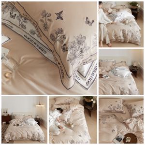 ✨ CHĂN GA GỐI LỤA 100S LINE FLOWER THIẾT KẾ MỚI NHẤT 2022 SET 4 MÓN