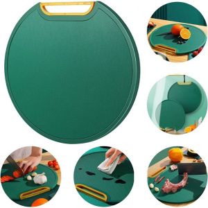 Plastic Cutting Board Non-Slip Round HDPE Chopping Board for Meat Vegetable Easy Grip Handle