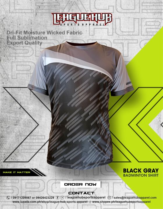 BLACK GRAY BADMINTON SHIRT Lazada PH