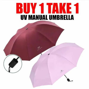 Buy 1 Take 1 Manual Folding Umbrella For All people Anti-UltravioletSunRain UV Design Umbrella UV sunscreen umbrella (manual) sunscreen for rain or shine Manual UV Umbrella Vinyl Umbrella Mens and Womens Sunscreen or Rain Outdoor Umbrella
