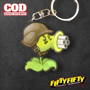 Gantungan Kunci Karakter GATLING PEA Plants Vs Zombies Keychain Bahan Akrilik