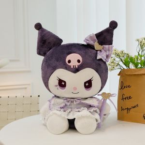 JOJO CASTLE New Sanrio Kawaii Purple Kuromi Plush Toy Pillow Anime 25/35/45/65cm Cartoon Soft Stuffed Dolls Kuromi Dress Doll Surprise Room Decoration Gift 库洛米玩偶