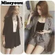 ZD Women Small Vintage Plaid Blazer Summer Thin Coat + Shorts 2 Pieces Set. 