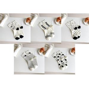 10/5Pairs Cute Dog Socks Cartoon Womens Socks Middle Tube Socks white casual student medyas