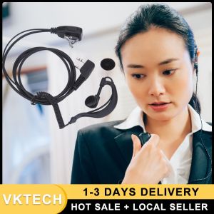 2 PIN Earpiece Headset PTT MIC Walkie Talkie Headset with Microphone 1M Walkie Talkie Earbud Walkie Talkie Headphone for Baofeng UV5R