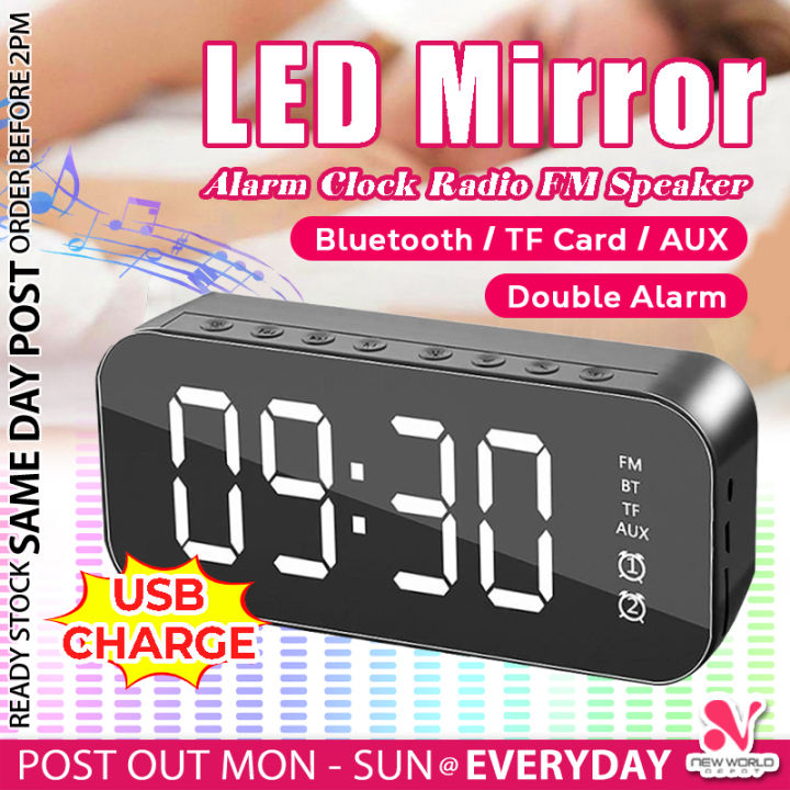 𝗙𝗨𝗟𝗟 𝗦𝗖𝗥𝗘𝗘𝗡 》Bluetooth Mirror FM Radio Music Box Smart Digital LED ...