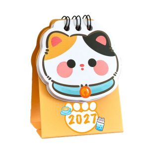 JURHOMIE Cartoon Cat 2027 Desk Calendar Coil Mini Calendar Ornaments Schedule Mark Daily Planner Office Desk Accessories